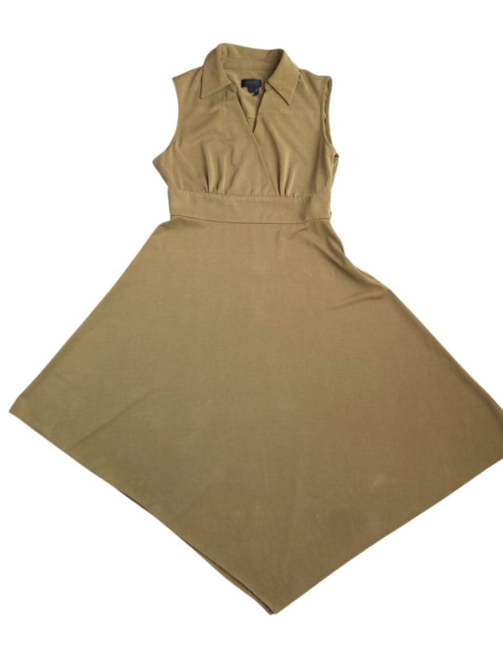 NWOT Donna Karan New York Olive Dress - Asymmetrical Handkerchief Midi, Size 10